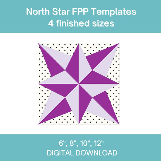 North Star FPP Foundation Paper Piecing quilt block pattern Digital Download