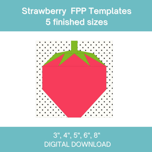 Strawberry FPP Foundation Paper Piecing quilt block pattern Digital Download