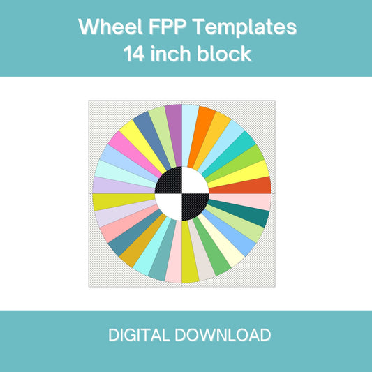 Wheel block FPP Foundation Paper Piecing quilt block pattern 14 inch Digital Download