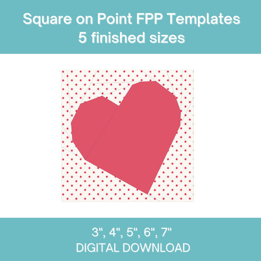 Heart FPP Foundation Paper Piecing quilt block pattern Digital Download
