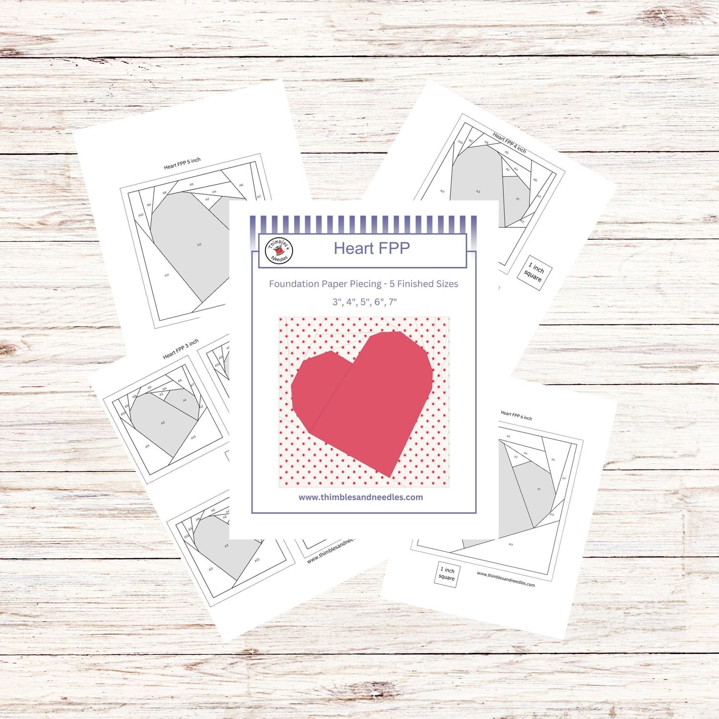 Heart FPP Foundation Paper Piecing quilt block pattern Digital Download