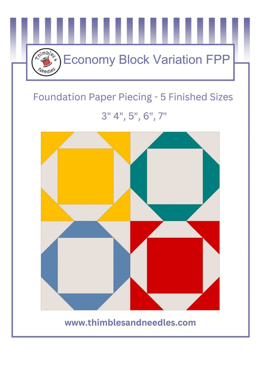 Economy Block Variation FPP Foundation Paper Piecing quilt block pattern Digital Download