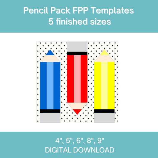 Pencil Pack FPP Foundation Paper Piecing quilt block pattern Digital Download