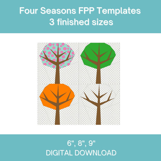 Four Seasons Tree FPP Foundation Paper Piecing quilt block pattern Digital Download