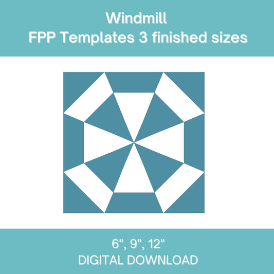 Windmill FPP Foundation Paper Piecing quilt block pattern Digital Download