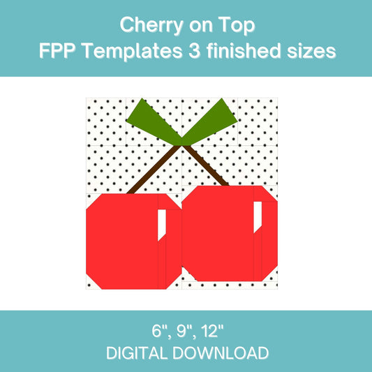 Cherry on Top FPP Foundation Paper Piecing quilt block pattern Digital Download