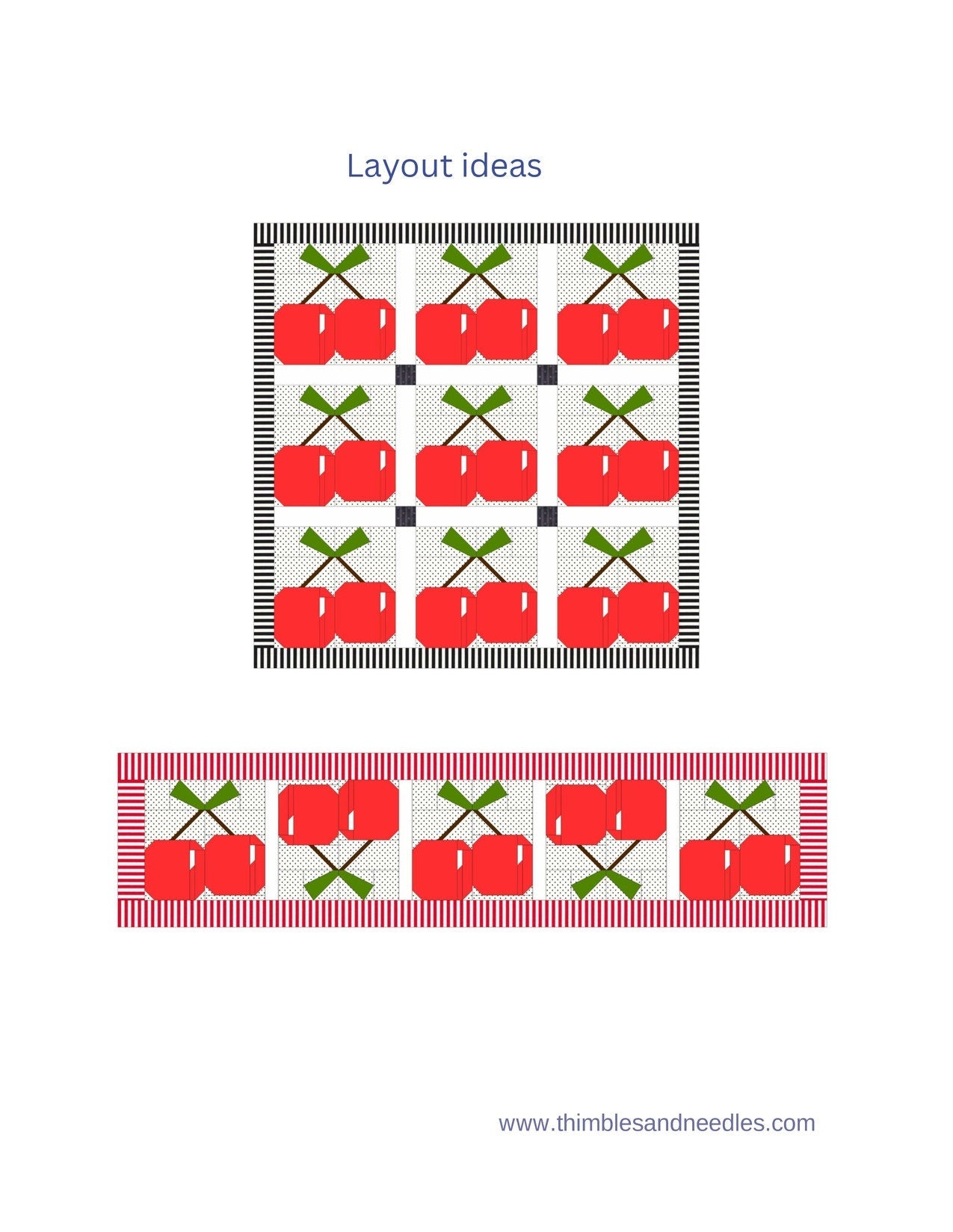 Cherry on Top FPP Foundation Paper Piecing quilt block pattern Digital Download