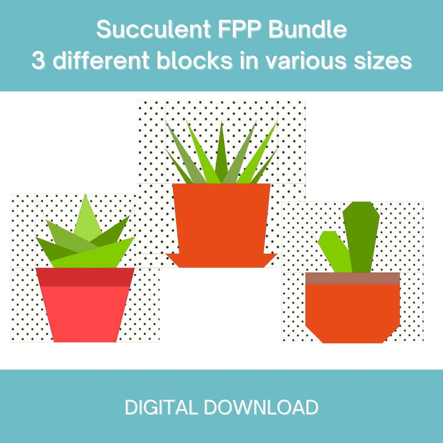 Succulent Blocks FPP Bundle Foundation Paper Piecing quilt block pattern Digital Download