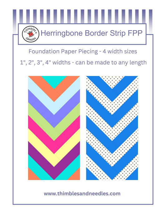 Quilt border Herringbone Strip FPP Foundation Paper Piecing quilt block pattern Digital Download