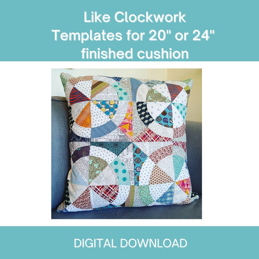 Like Clockwork Quilted Cushion Pillow Pattern PDF Digital Download