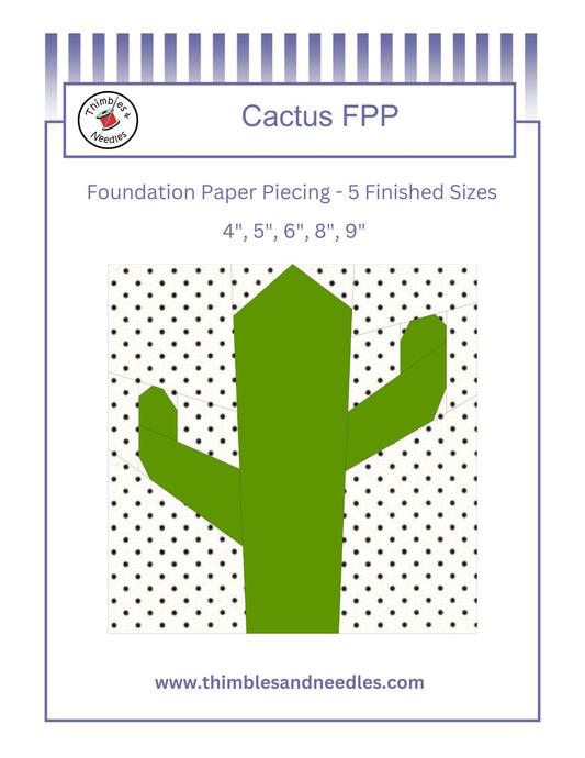 Cactus FPP Foundation Paper Piecing quilt block pattern Digital Download