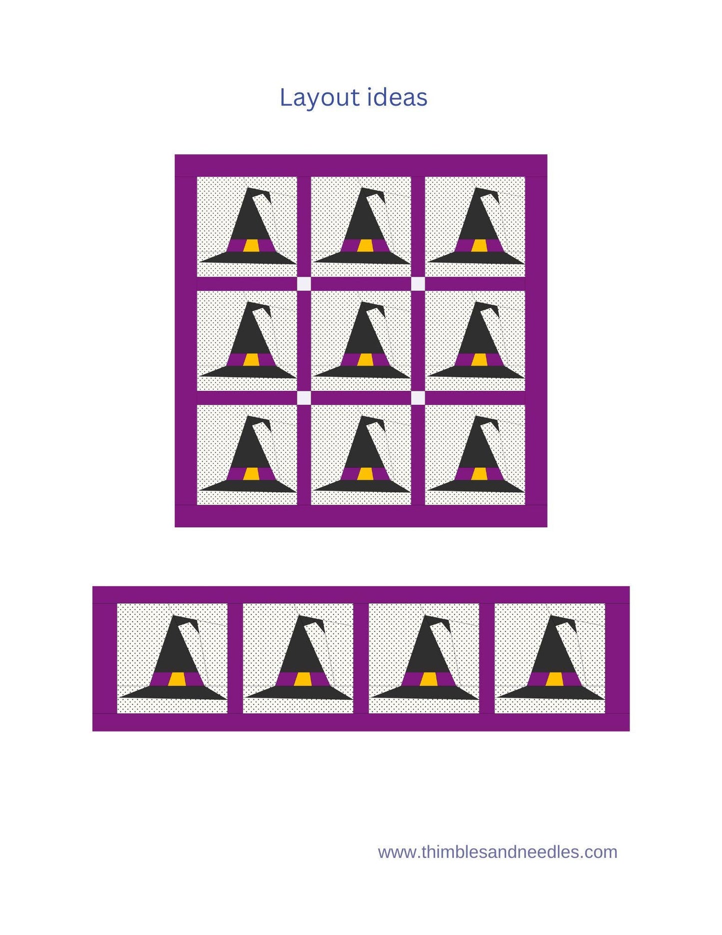 Witch's Hat FPP Foundation Paper Piecing quilt block pattern Digital Download
