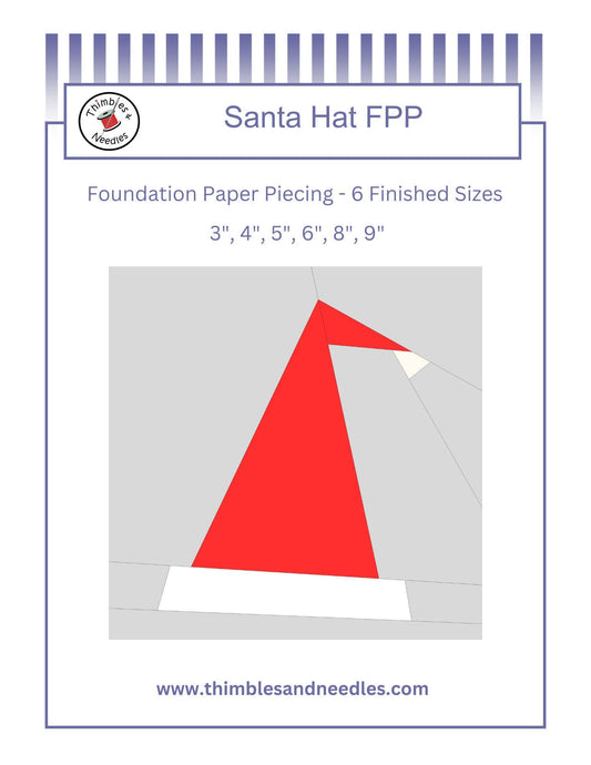 Santa Hat FPP Foundation Paper Piecing quilt block pattern Digital Download