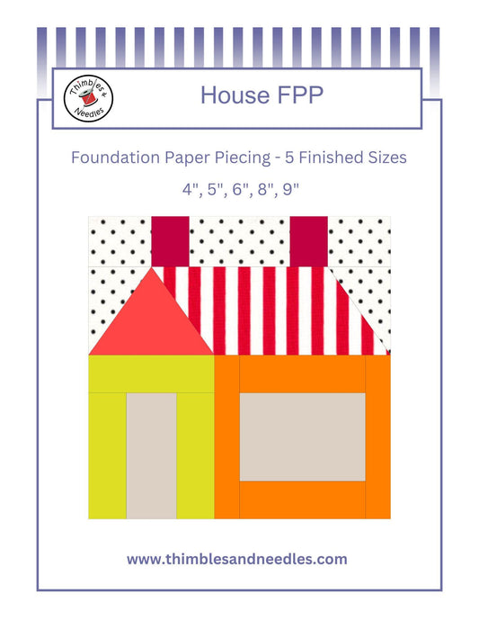 House FPP Foundation Paper Piecing quilt block pattern Digital Download