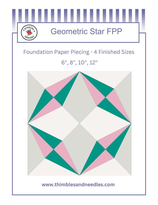 Geometric Star FPP Foundation Paper Piecing quilt block pattern Digital Download