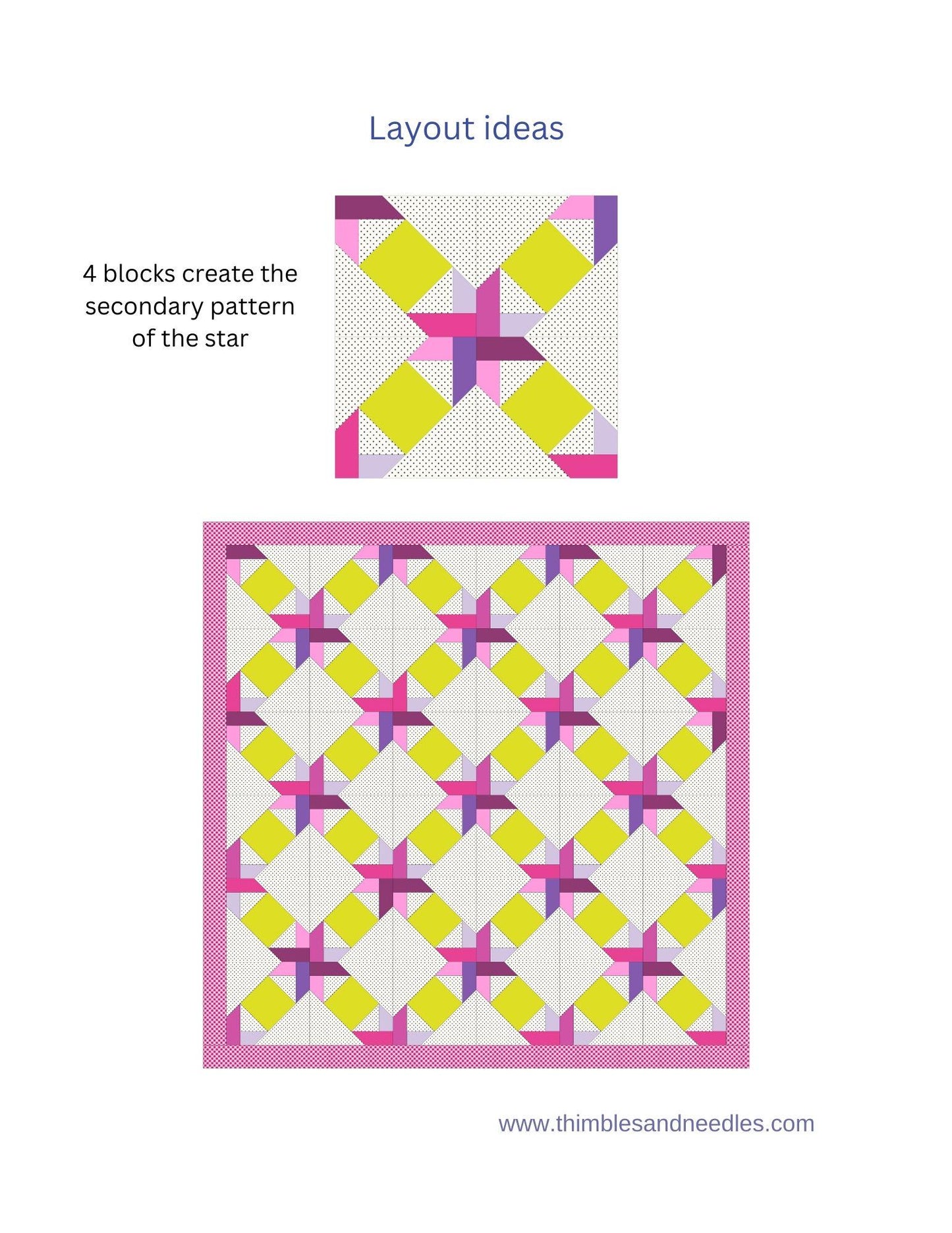Ribbon Star Linked FPP Foundation Paper Piecing quilt block pattern Digital Download
