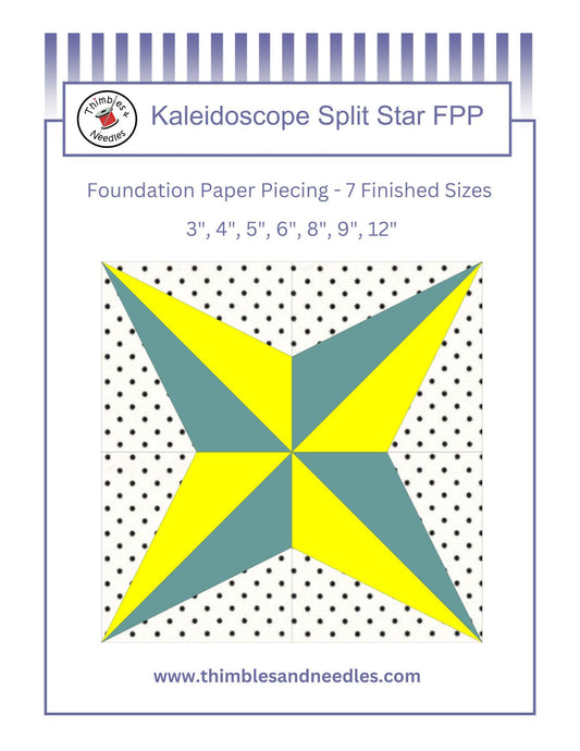 Kaleidoscope Split Star FPP Foundation Paper Piecing quilt block pattern Digital Download