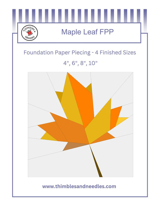 Maple Leaf FPP Foundation Paper Piecing quilt block pattern Digital Download