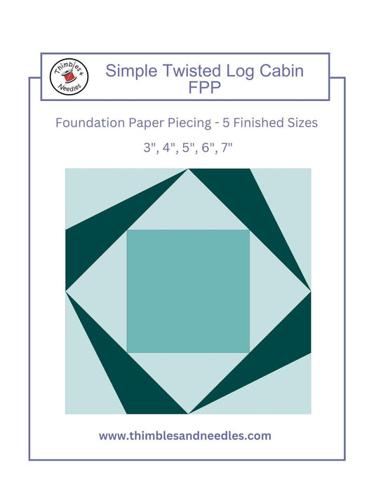 Simple Twisted Log Cabin FPP Foundation Paper Piecing quilt block pattern Digital Download