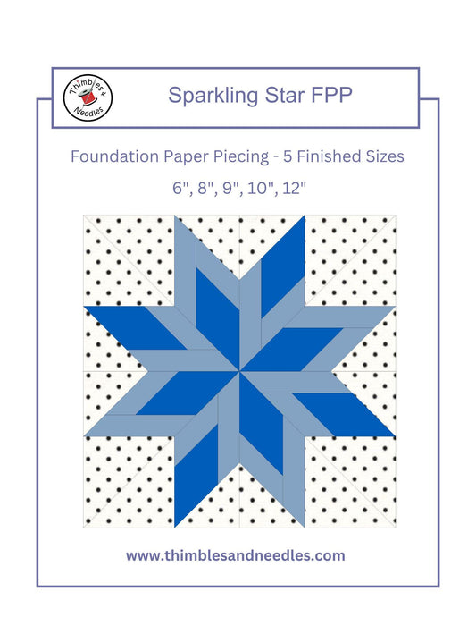 Sparkling Star FPP Foundation Paper Piecing quilt block pattern Digital Download