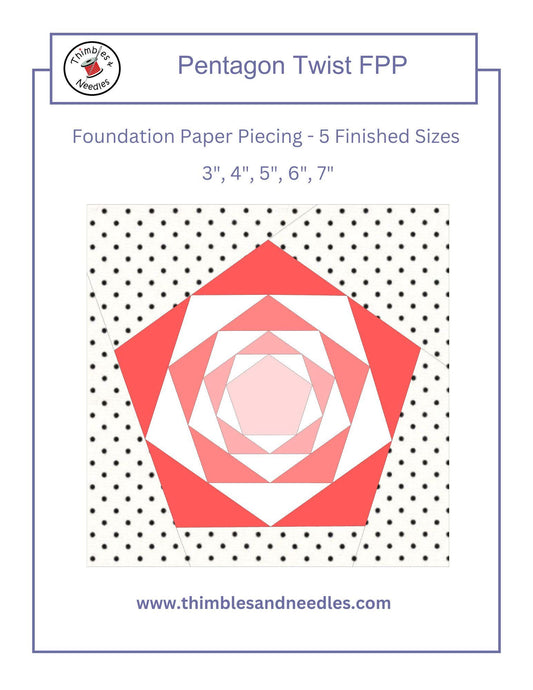 Pentagon Twist FPP Foundation Paper Piecing quilt block pattern Digital Download