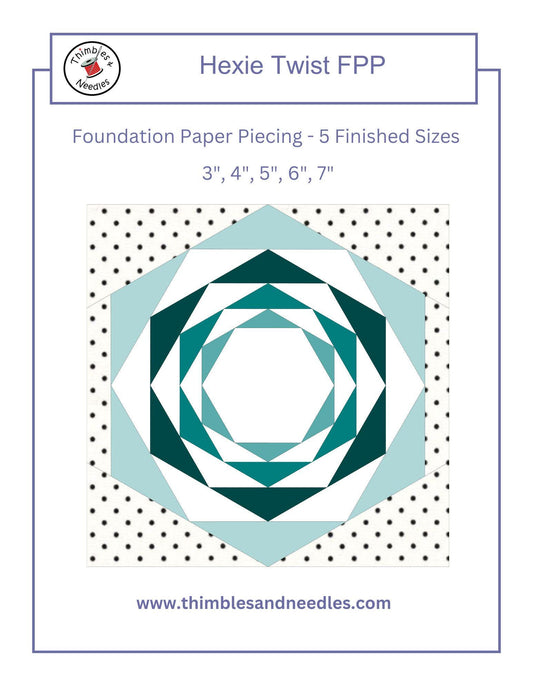 Hexie Twist FPP Foundation Paper Piecing quilt block pattern Digital Download