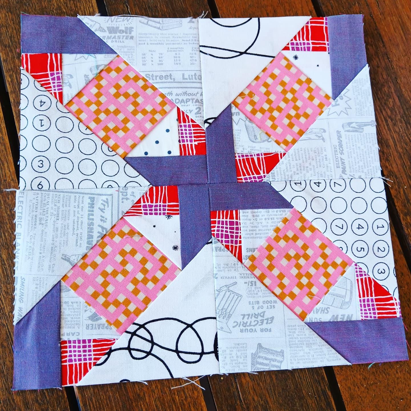 Ribbon Star Linked FPP Foundation Paper Piecing quilt block pattern Digital Download