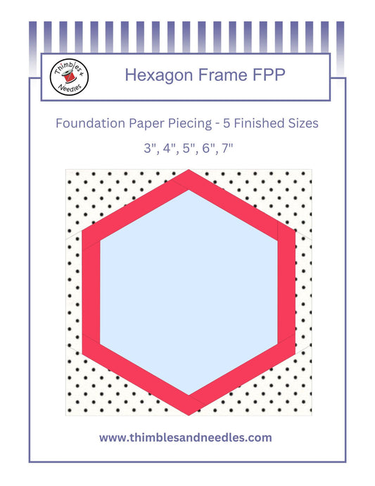 Hexagon Frame FPP Foundation Paper Piecing quilt block pattern Digital Download