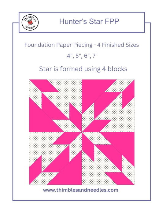 Hunter's Star FPP Foundation Paper Piecing quilt block pattern Digital Download