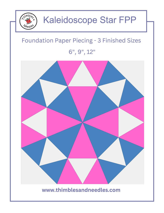Kaleidoscope Star FPP Foundation Paper Piecing quilt block pattern Digital Download