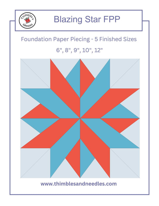 Blazing Star FPP Foundation Paper Piecing quilt block pattern Digital Download