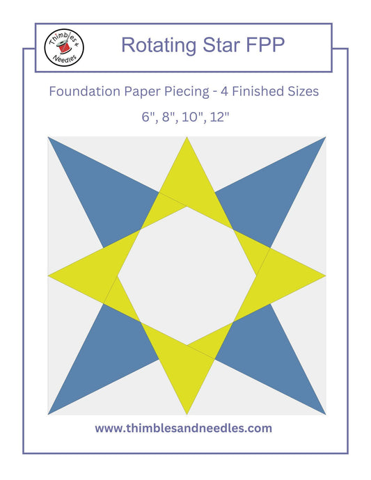 Rotating Star FPP Foundation Paper Piecing quilt block pattern Digital Download