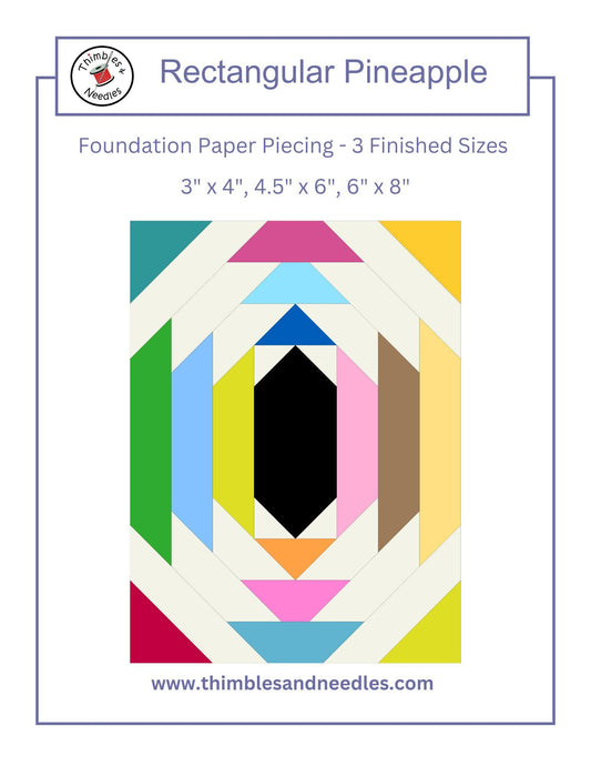 Rectangular Pineapple FPP Foundation Paper Piecing quilt block pattern Digital Download