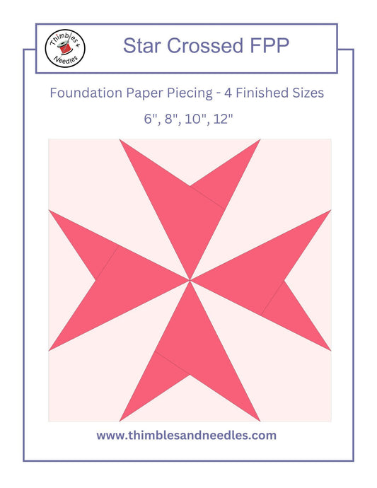 Star Crossed FPP Foundation Paper Piecing quilt block pattern Digital Download