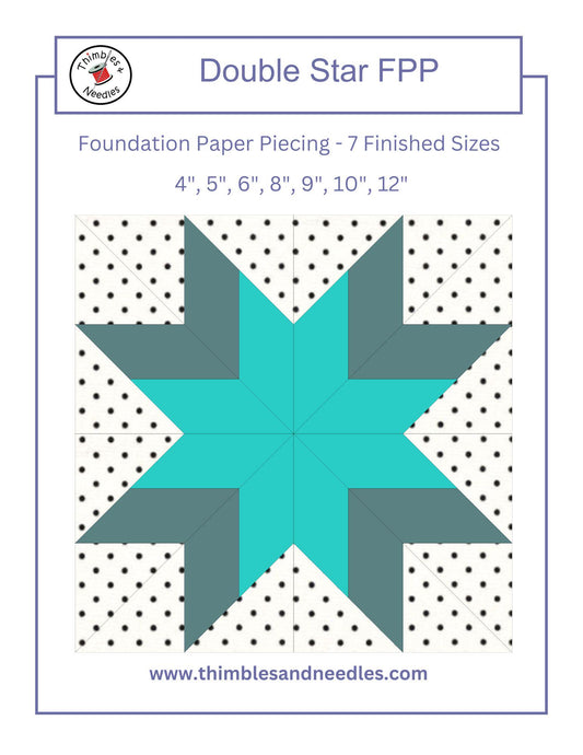 Double Star FPP Foundation Paper Piecing quilt block pattern Digital Download