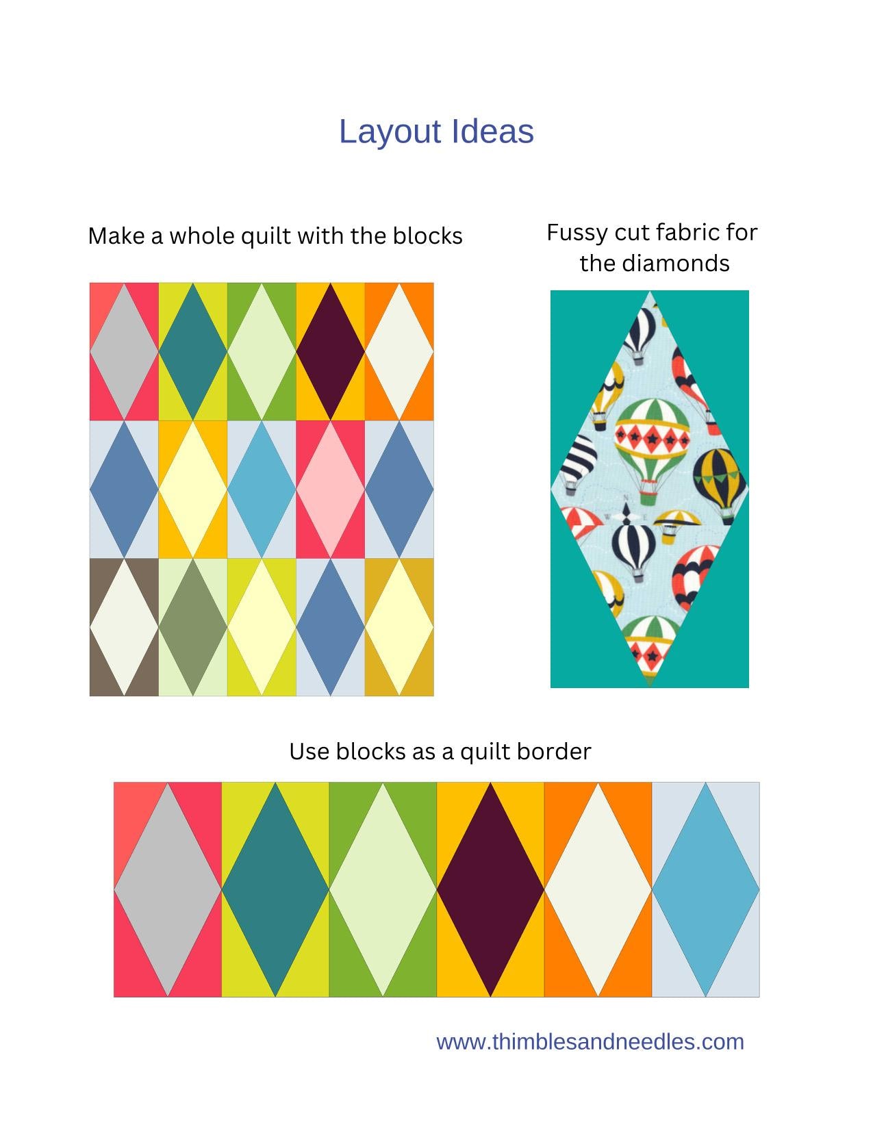 Diamond in a Rectangle FPP Foundation Paper Piecing quilt block pattern Digital Download