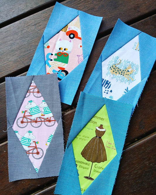 Diamond in a Rectangle FPP Foundation Paper Piecing quilt block pattern Digital Download