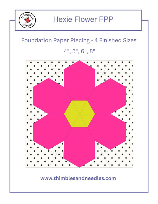 Hexie Flower Foundation Paper Piecing quilt block pattern Digital Download