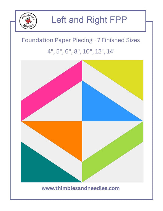 Left and Right FPP Foundation Paper Piecing quilt block pattern Digital Download