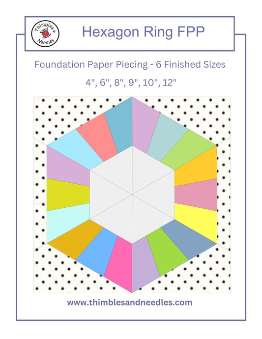 Hexagon Ring FPP Foundation Paper Piecing quilt block pattern Digital Download