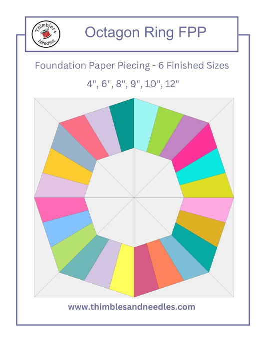 Octagon Ring FPP Foundation Paper Piecing quilt block pattern Digital Download