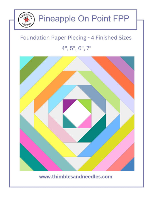 Pineapple on Point FPP Foundation Paper Piecing quilt block pattern Digital Download