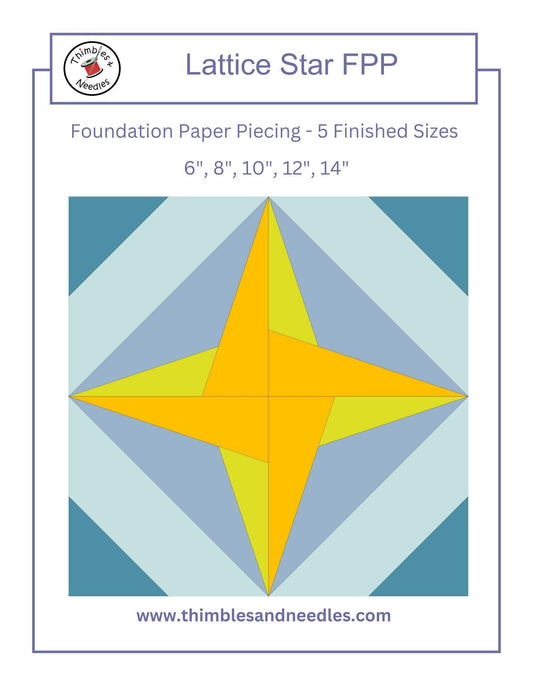 Lattice Star FPP Foundation Paper Piecing quilt block pattern Digital Download