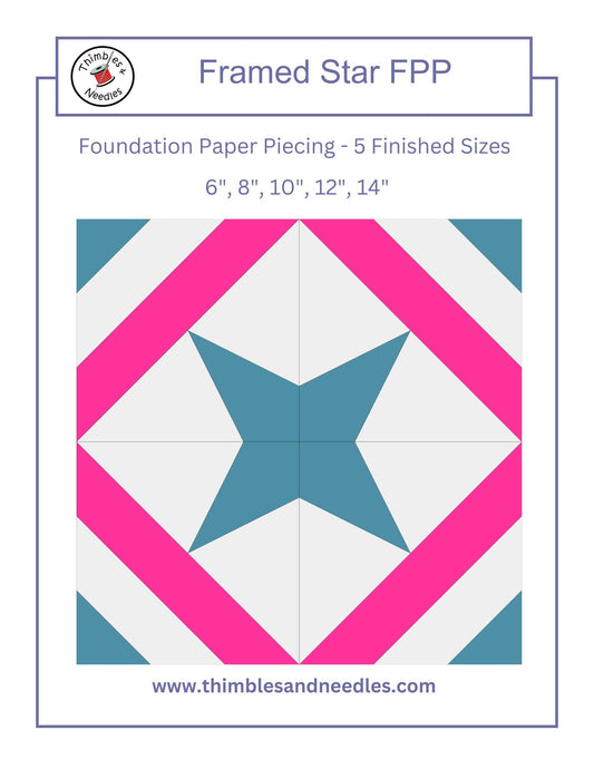 Framed Star FPP Foundation Paper Piecing quilt block pattern Digital Download