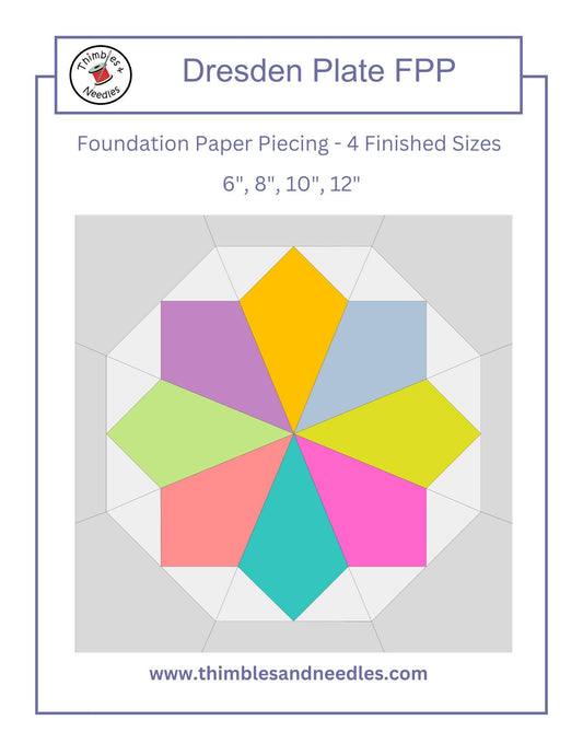 Dresden FPP Foundation Paper Piecing quilt block pattern Digital Download