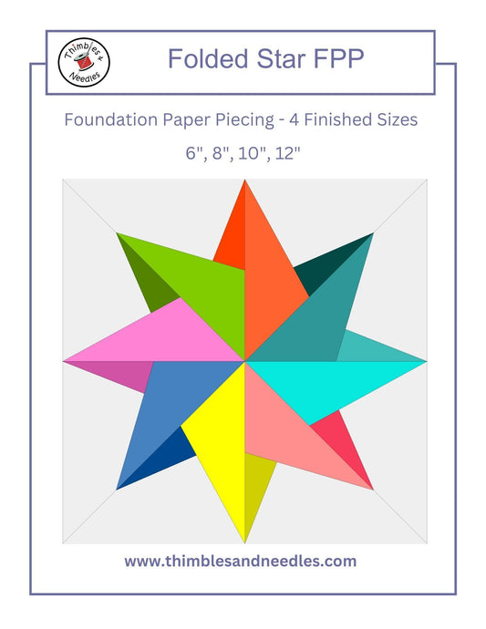 Folded Star FPP Foundation Paper Piecing quilt block pattern Digital Download