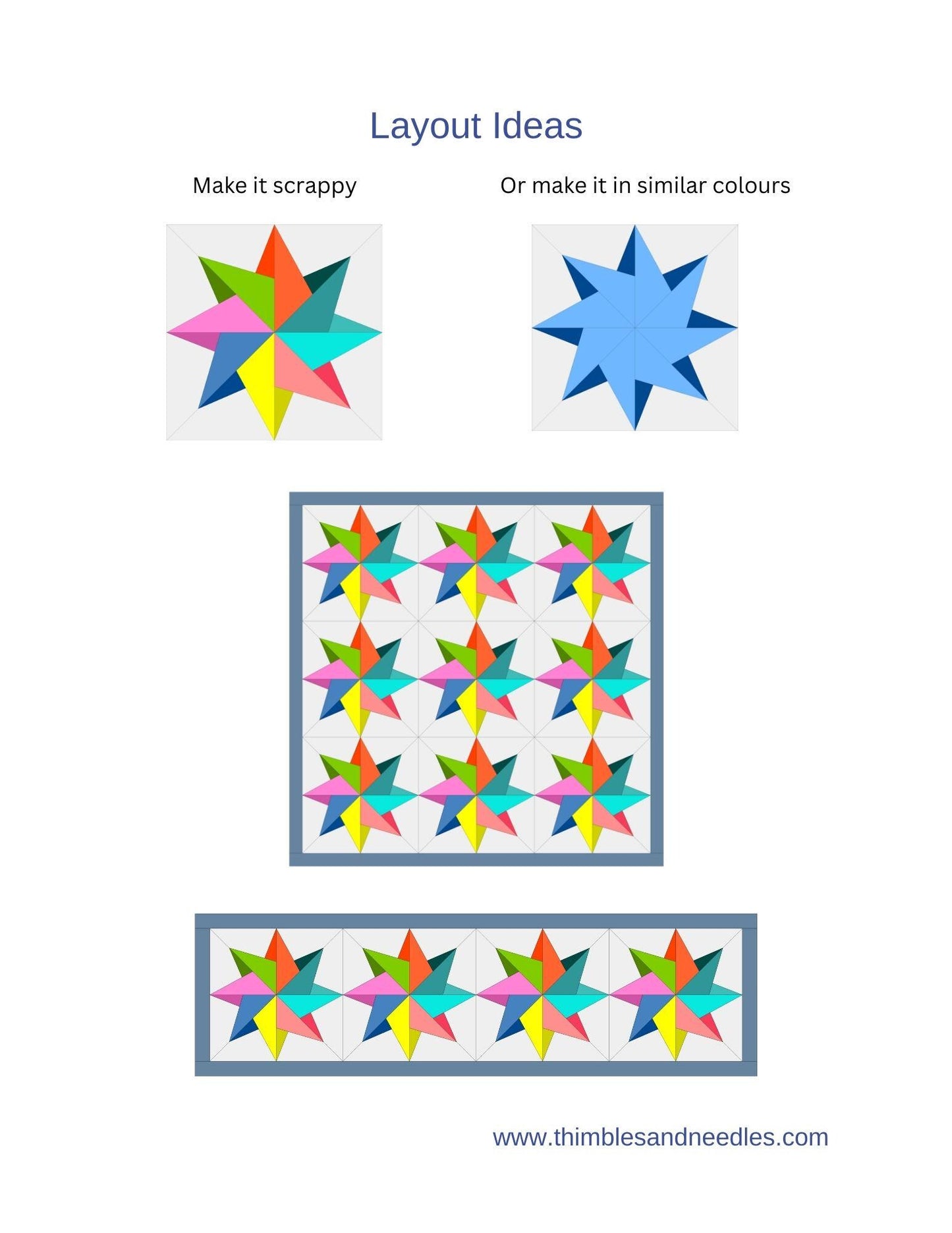 Folded Star FPP Foundation Paper Piecing quilt block pattern Digital Download