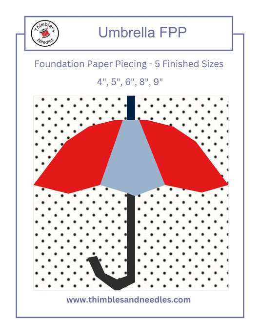 Umbrella FPP Foundation Paper Piecing quilt block pattern Digital Download