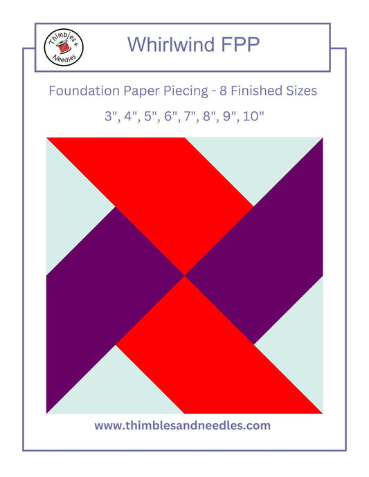 Whirlwind FPP Foundation Paper Piecing quilt block pattern Digital Download