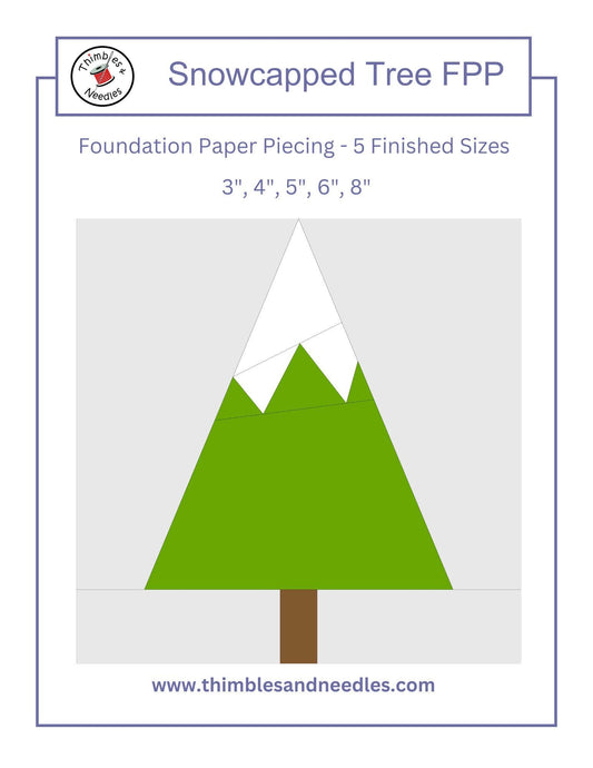 Snowcapped Tree Foundation Paper Piecing FPP quilt block pattern Digital Download